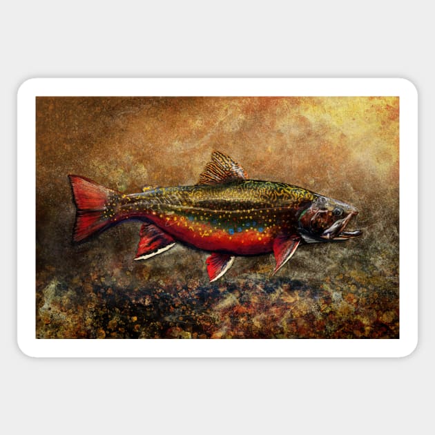 Spawning Male Brook Trout Illustration Sticker by fishweardesigns